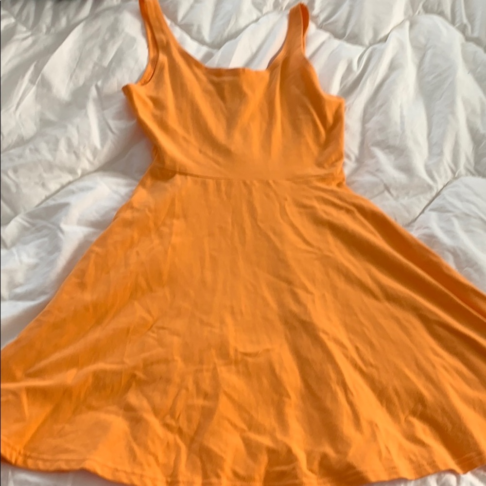EUC  Express Neon Orange skater dress sz S
